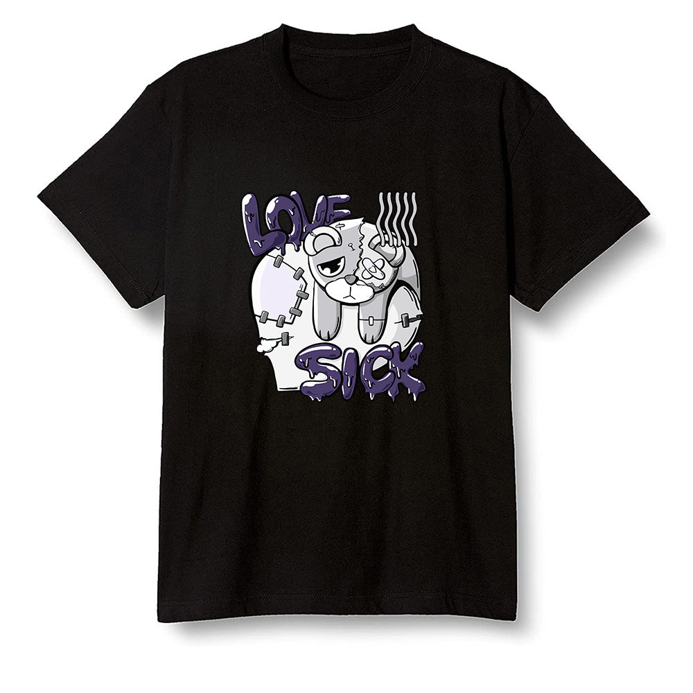 Pop Colour AJ1 High OG Court Purple - Love Sick  - Black Men T-shirt