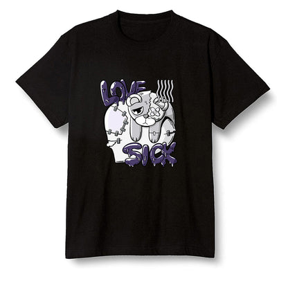 Pop Colour AJ1 High OG Court Purple - Love Sick  - Black Men T-shirt