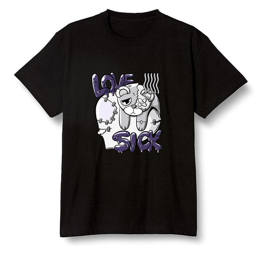 Pop Colour AJ1 High OG Court Purple - Love Sick  - Black Men T-shirt