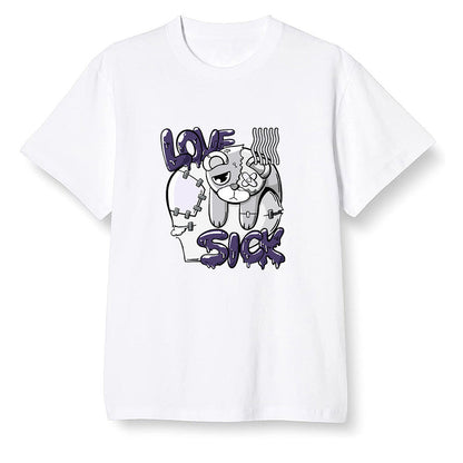 Pop Colour AJ1 High OG Court Purple - Love Sick  - White Men T-shirt