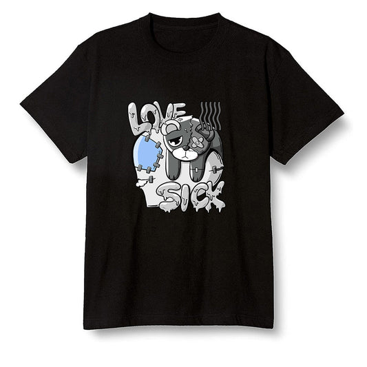 Pop Colour AJ1 Low Wolf Grey/Sail/Photon Dust/White - Love Sick  - Black Men T-shirt