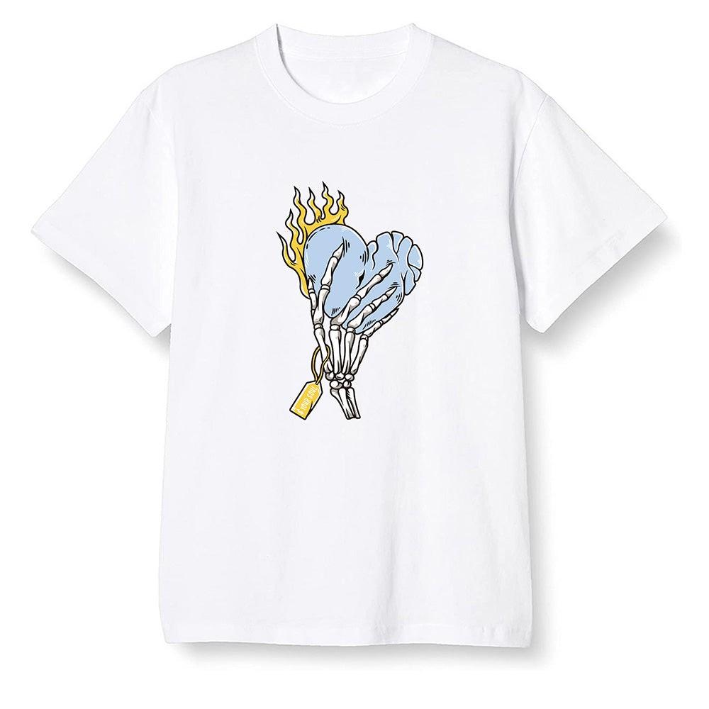 Pop Colour AJ1 Retro Low 'West Coast' White/Varsity Maize-University Blue - Love it will pay  - White Men T-shirt