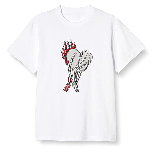 Pop Colour AJ1 Retro Low 'Hare' Grey Mist/University Red-Light Poison - Love it will pay  - White Men T-shirt