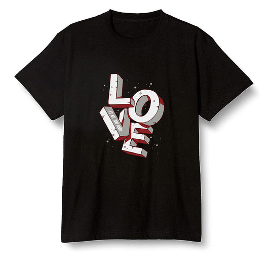 Pop Colour AJ1 Retro Low 'Hare' Grey Mist/University Red-Light Poison - Love!  - Black Men T-shirt