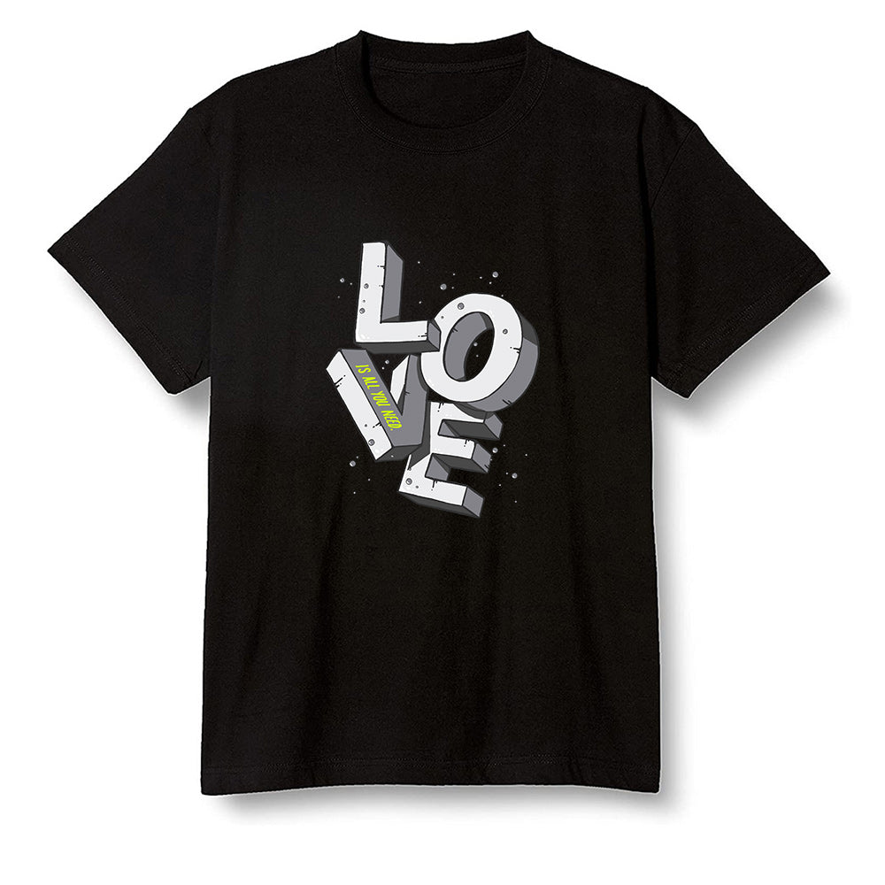 Pop Colour AJ1 Mid Grey Volt - Love!  - Black Men T-shirt