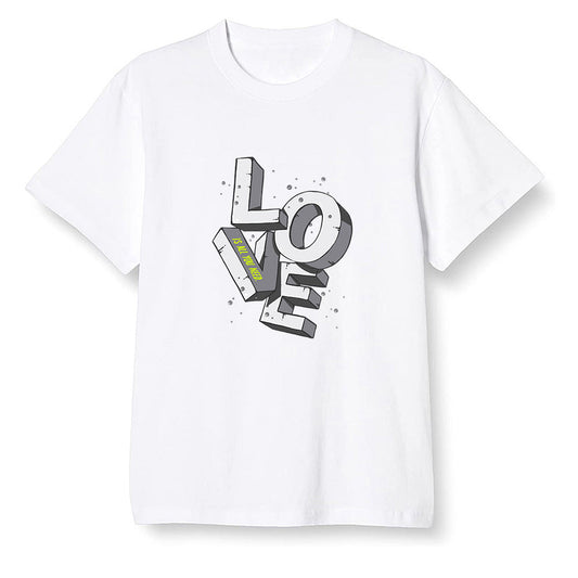 Pop Colour AJ1 Mid Grey Volt - Love!  - White Men T-shirt