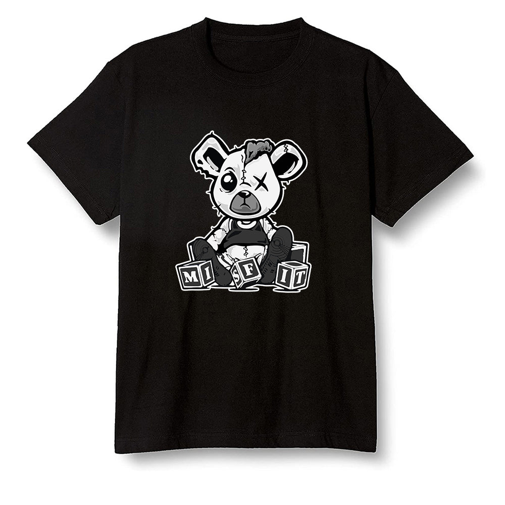 Pop Colour AJ1 High OG Silver TOE - Misfit Teddy - Black Men T-shirt