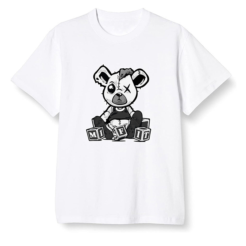 Pop Colour AJ1 High OG Silver TOE - Misfit Teddy - White Men T-shirt