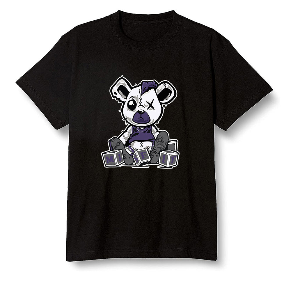 Pop Colour AJ1 High OG Court Purple - Misfit Teddy - Black Men T-shirt
