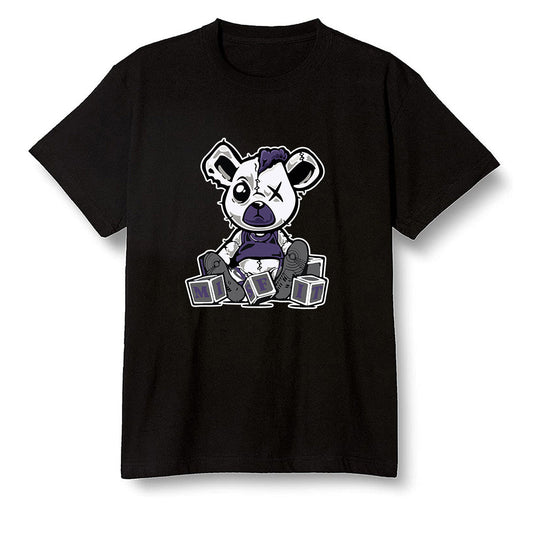 Pop Colour AJ1 High OG Court Purple - Misfit Teddy - Black Men T-shirt