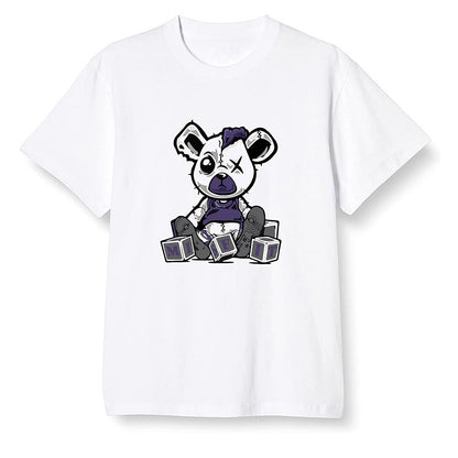 Pop Colour AJ1 High OG Court Purple - Misfit Teddy - White Men T-shirt
