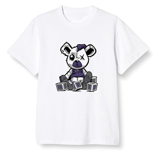 Pop Colour AJ1 High OG Court Purple - Misfit Teddy - White Men T-shirt