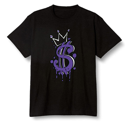 Pop Colour AJ1 Retro High OG Court Purple - Money  - Black Men T-shirt