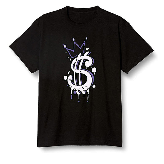 Pop Colour AJ1 High OG Court Purple - Money  - Black Men T-shirt