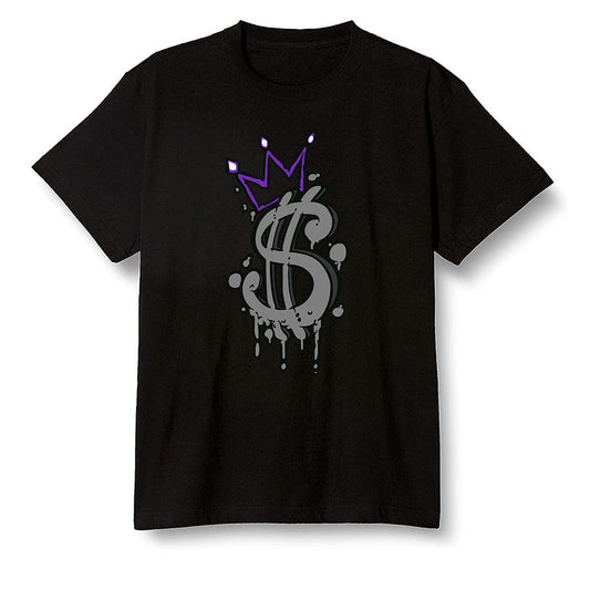 Pop Colour AJ13 Retro Court Purple - Money - Black Men T-shirt