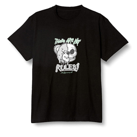 Pop Colour AJ1 Low Retro 'White' White/White-Metallic Silver - No Rules Teddy Bear - Black Men T-shirt