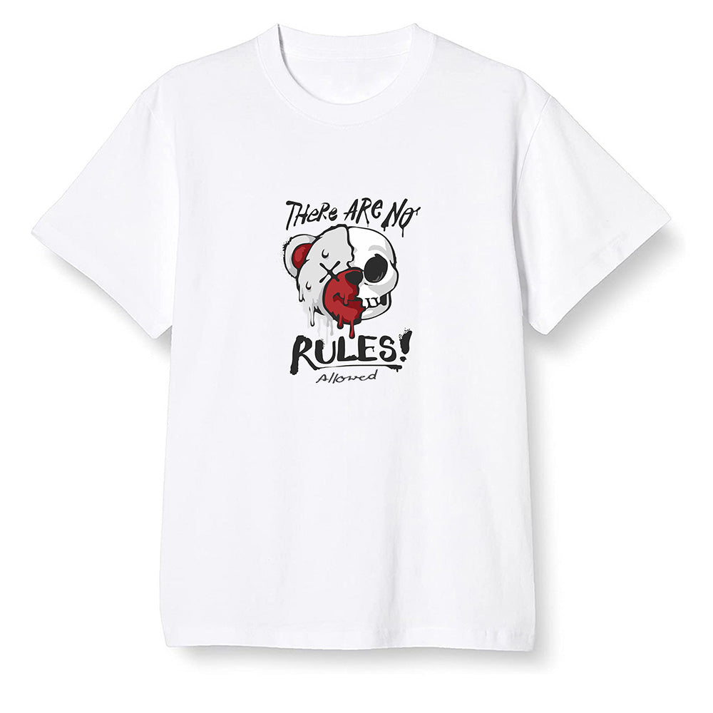 Pop Colour AJ1 Retro Low 'Hare' Grey Mist/University Red-Light Poison - No Rules Teddy Bear - White Men T-shirt