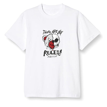 Pop Colour AJ1 Retro Low 'Hare' Grey Mist/University Red-Light Poison - No Rules Teddy Bear - White Men T-shirt