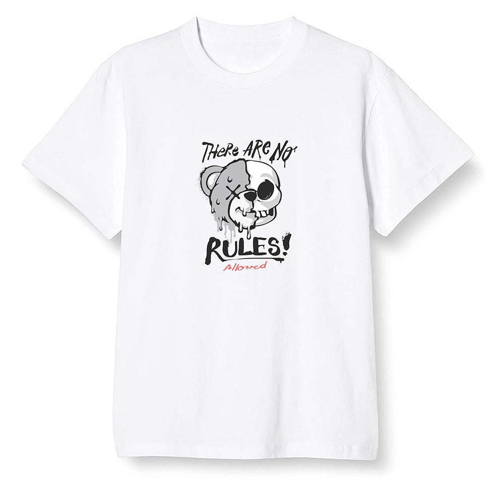 Pop Colour AJ1 Low GS Light Smoke Grey - No Rules Teddy Bear - White Men T-shirt