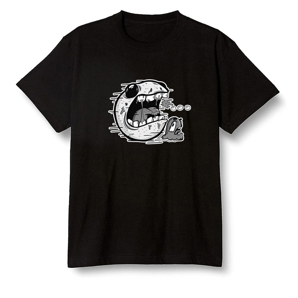 Pop Colour AJ1 High OG Black White - Pac Man and ghost - Black Men T-shirt