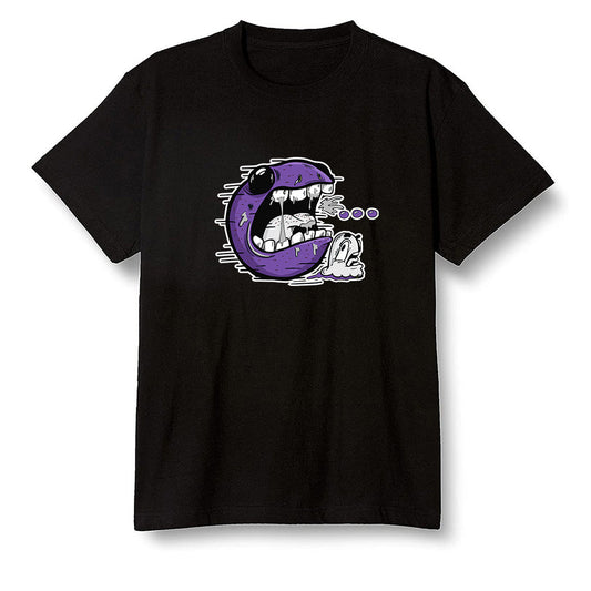 Pop Colour AJ1 Retro High OG Court Purple - Pac Man and ghost - Black Men T-shirt