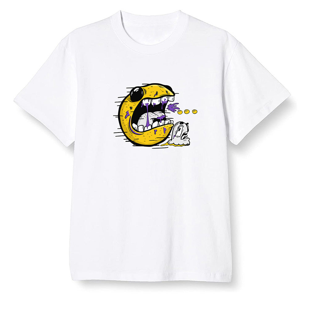 Pop Colour AJ1 Mid SE University Gold - Pac Man and ghost - White Men T-shirt