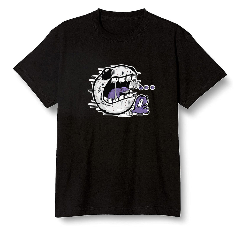 Pop Colour AJ1 High OG Court Purple - Pac Man and ghost - Black Men T-shirt