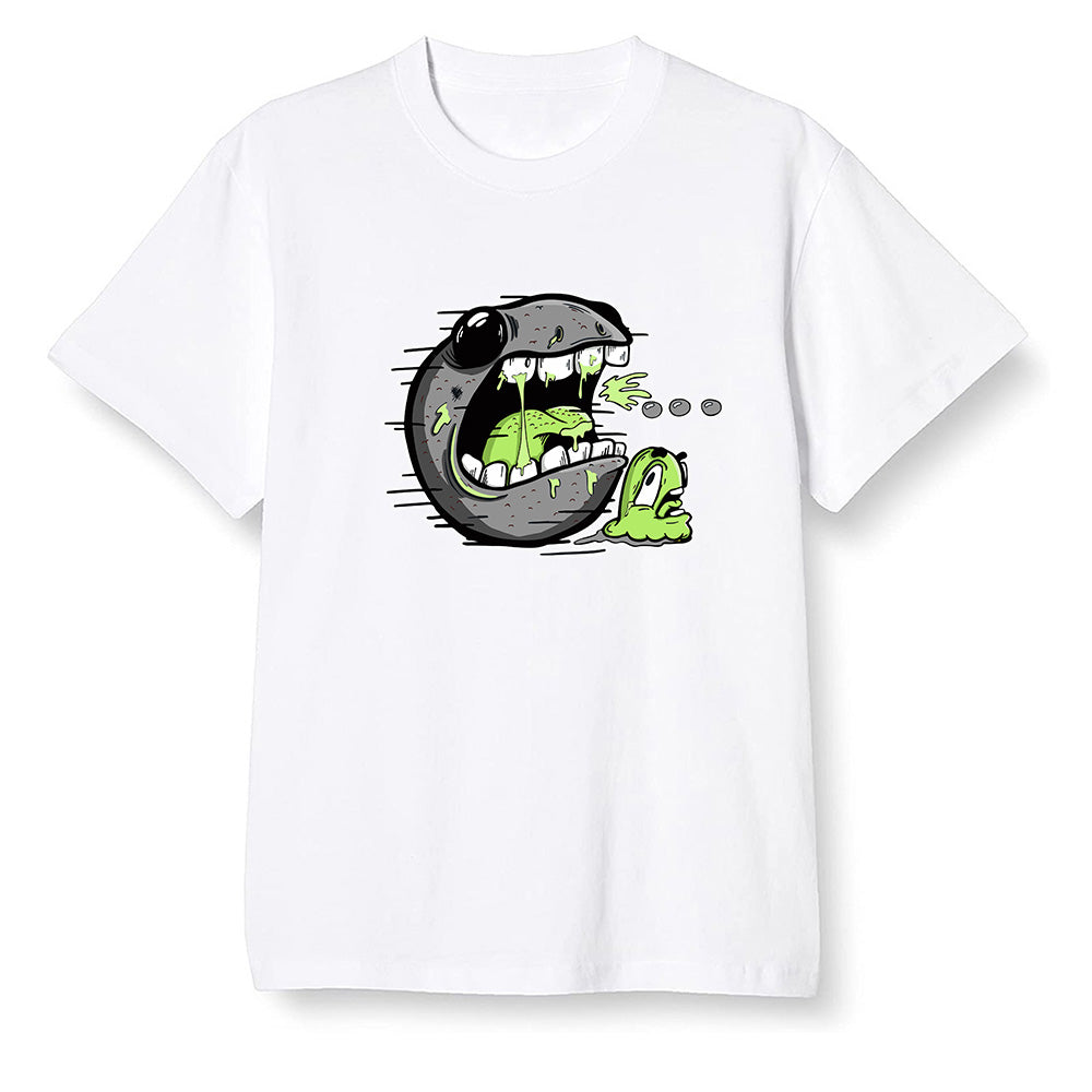 Pop Colour AJ6 Retro Electric Green - Pac Man and ghost - White Men T-shirt
