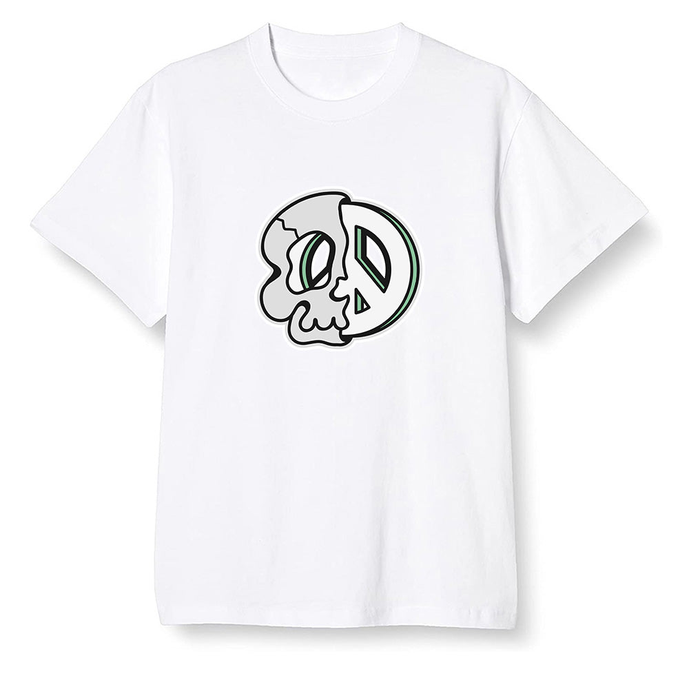 Pop Colour AJ1 Low Retro 'White' White/White-Metallic Silver - Peace and skull - White Men T-shirt
