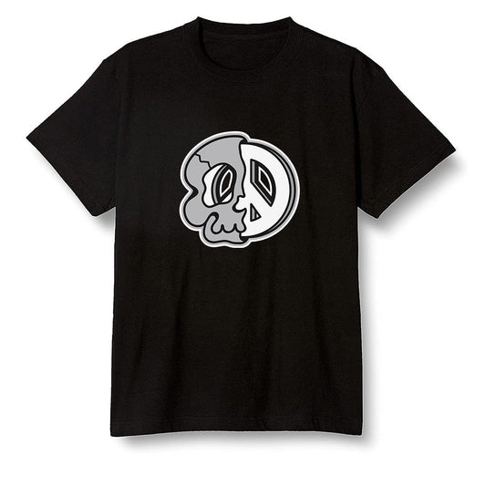 Pop Colour AJ1 Low GS Light Smoke Grey - Peace and skull - Black Men T-shirt