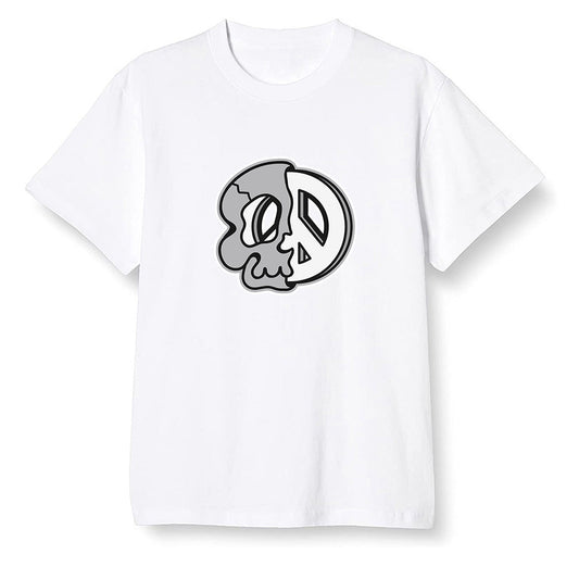 Pop Colour AJ1 Low GS Light Smoke Grey - Peace and skull - White Men T-shirt