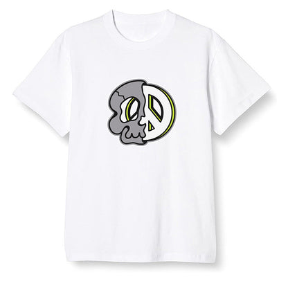 Pop Colour AJ1 Mid Grey Volt - Peace and skull - White Men T-shirt