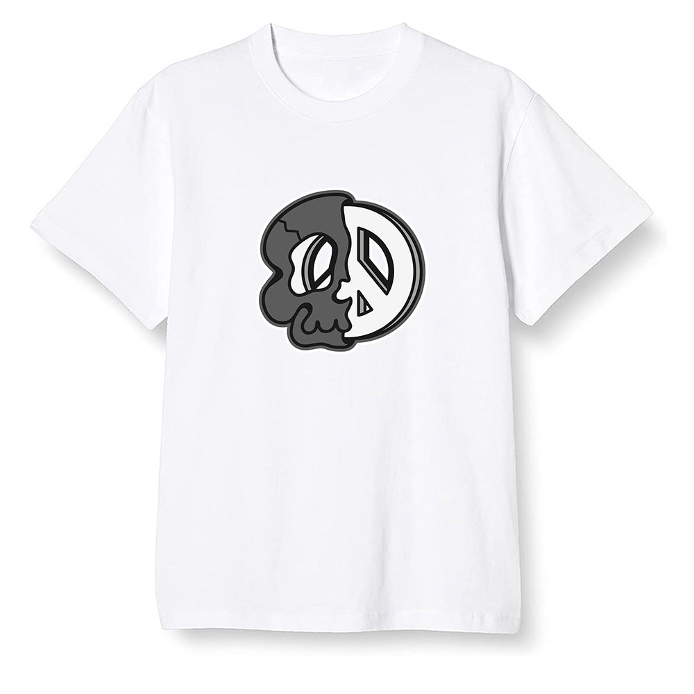 Pop Colour AJ1 High OG Black White - Peace and skull - White Men T-shirt