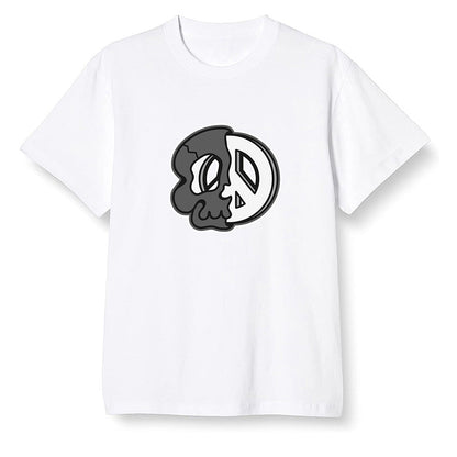 Pop Colour AJ1 High OG Black White - Peace and skull - White Men T-shirt