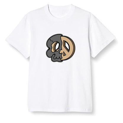 Pop Colour AJ1 Retro High OGetallic Gold - Peace and skull - White Men T-shirt