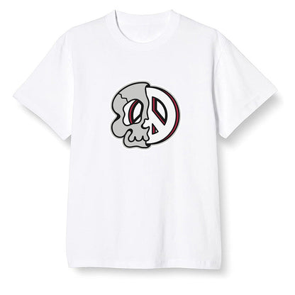 Pop Colour AJ1 Retro High OG Light Smoke Grey - Peace and skull - White Men T-shirt