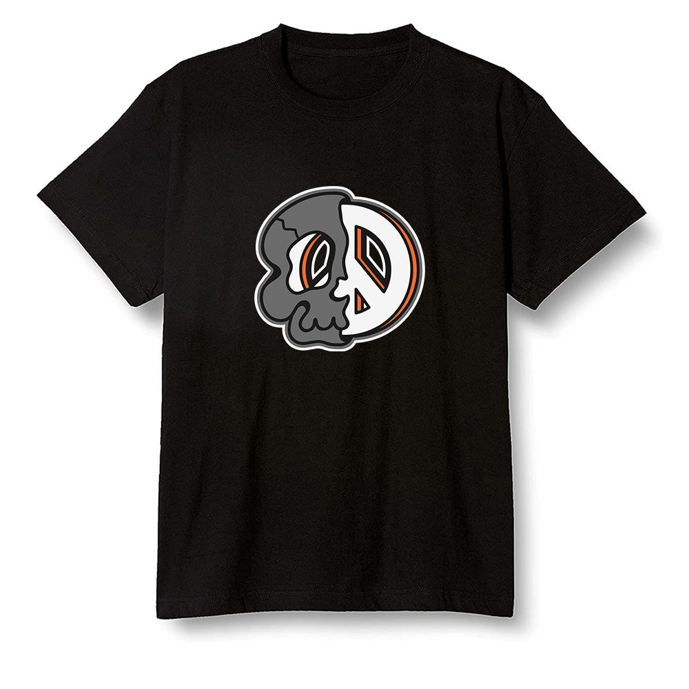 Pop Colour AJ1 Retro High OG Electro Orange - Peace and skull - Black Men T-shirt