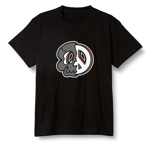 Pop Colour AJ1 Retro High OG Electro Orange - Peace and skull - Black Men T-shirt
