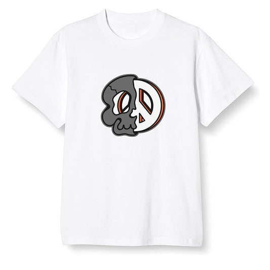 Pop Colour AJ1 Retro High OG Electro Orange - Peace and skull - White Men T-shirt