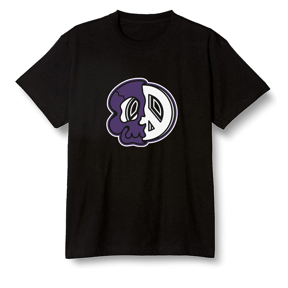 Pop Colour AJ1 Retro High OG Court Purple - Peace and skull - Black Men T-shirt