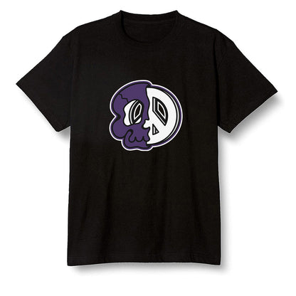 Pop Colour AJ1 Retro High OG Court Purple - Peace and skull - Black Men T-shirt