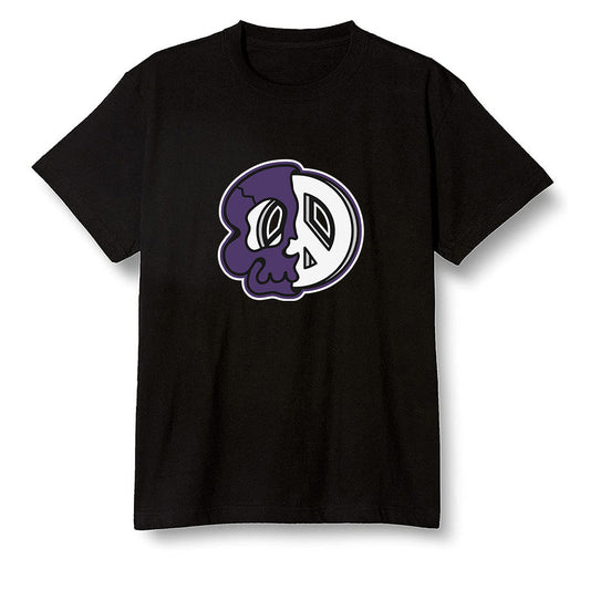Pop Colour AJ1 Retro High OG Court Purple - Peace and skull - Black Men T-shirt