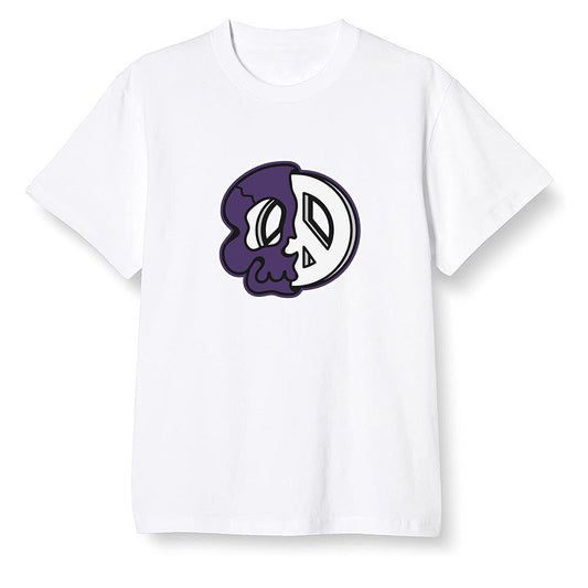 Pop Colour AJ1 Retro High OG Court Purple - Peace and skull - White Men T-shirt