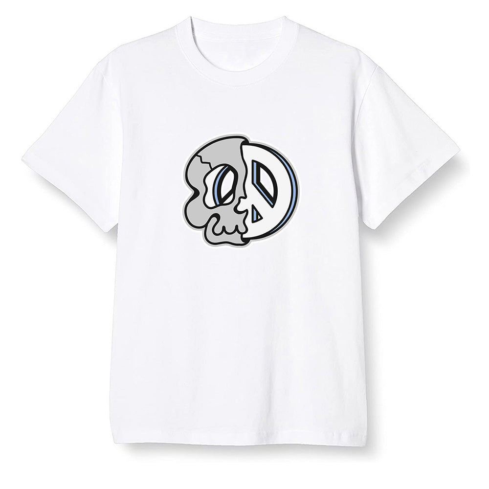 Pop Colour AJ1 High OG Wolf Grey/Sail/Photon Dust/White - Peace and skull - White Men T-shirt