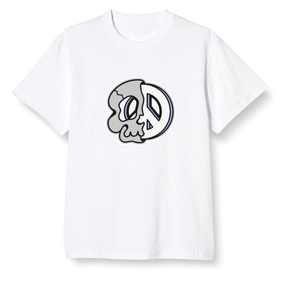 Pop Colour AJ1 High OG Wolf Grey/Sail/Photon Dust/White - Peace and skull - White Men T-shirt