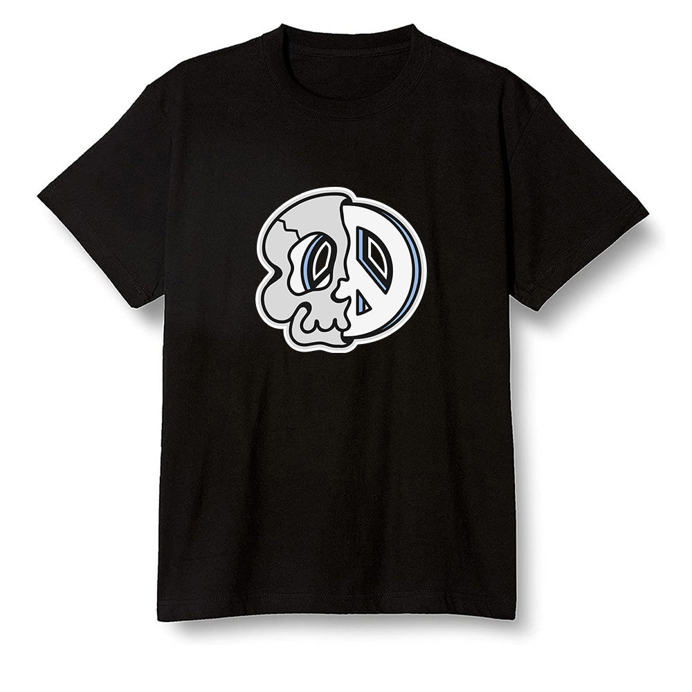 Pop Colour AJ1 Low Wolf Grey/Sail/Photon Dust/White - Peace and skull - Black Men T-shirt