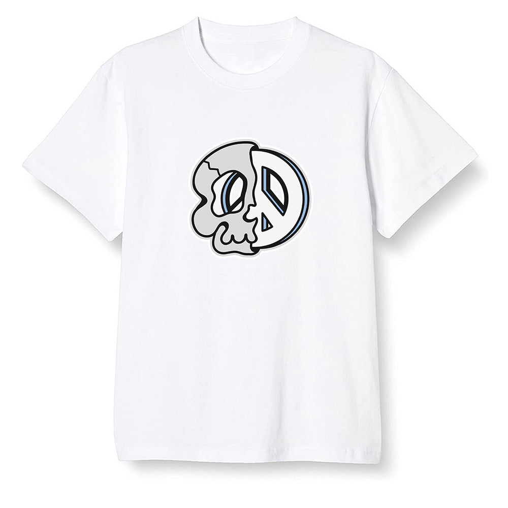 Pop Colour AJ1 Low Wolf Grey/Sail/Photon Dust/White - Peace and skull - White Men T-shirt