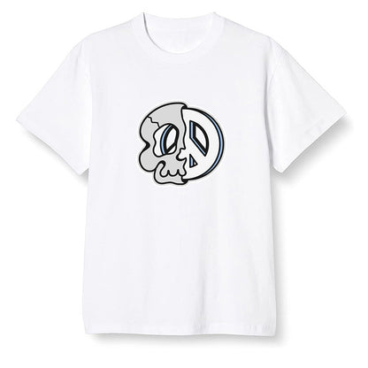 Pop Colour AJ1 Low Wolf Grey/Sail/Photon Dust/White - Peace and skull - White Men T-shirt