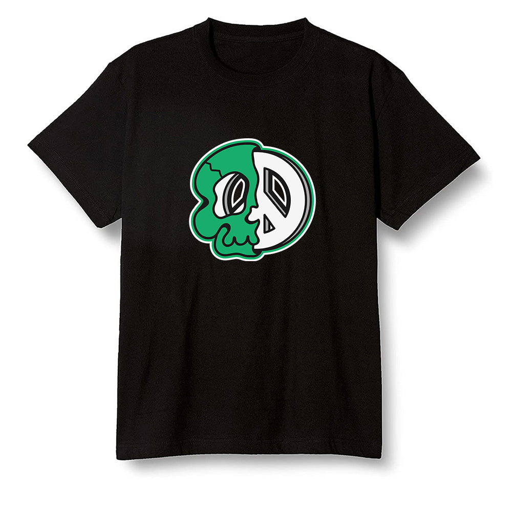 Pop Colour AJ1 High OG Lucky Green - Peace and skull - Black Men T-shirt