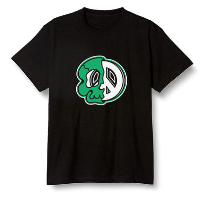 Pop Colour AJ1 High OG Lucky Green - Peace and skull - Black Men T-shirt